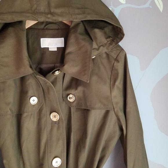 Michael Kors Jackets & Blazers - Michael Kors olive hooded trench coat, new!